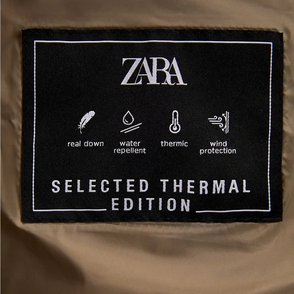 Zara Taupe Brown Down Coat Thermal Edition - Picture 11 of 11